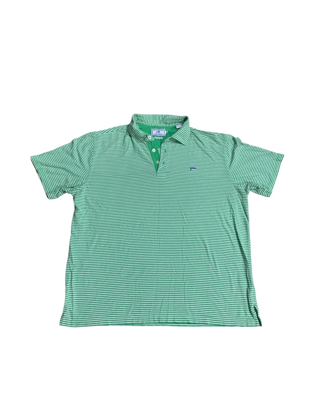 Southern Tide Skipjack Polo Men’s L Green White Stripe Pima Cotton Classic Fit
